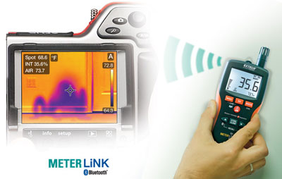 Ukázka propojení termokamery FLIR a měřicího přístroje (kombinovaného vlhkoměru a teploměru) MO 297